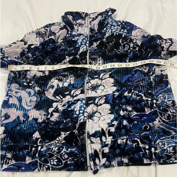 Thomas & Olivia floral corduroy texture zip up Jacket high collar size P XL - Picture 6 of 9